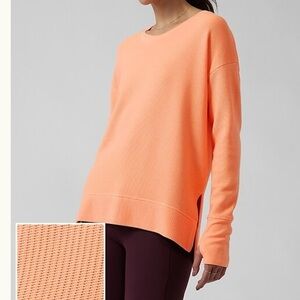 ATHLETA Coaster Luxe Waffle Sweatshirt Orange Light Peach - Size XS